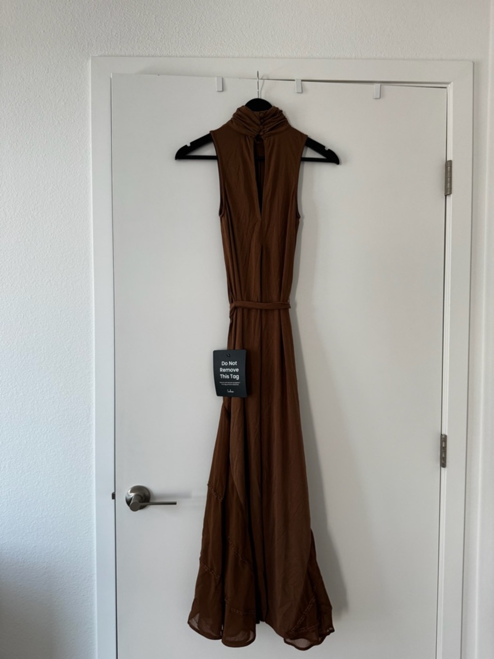 Lulu's Sleeveless Chocolate Brown Maxi Dress with Waist Tie - Picture 4 of 7